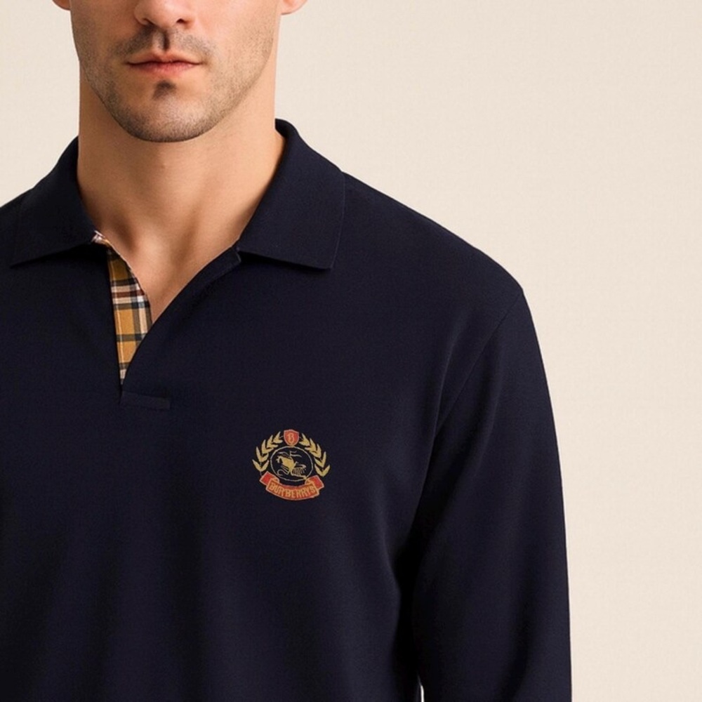 Vintage Burberrys Long Sleeve Polo Shirt: Heritage Logo, Nova Check Detail